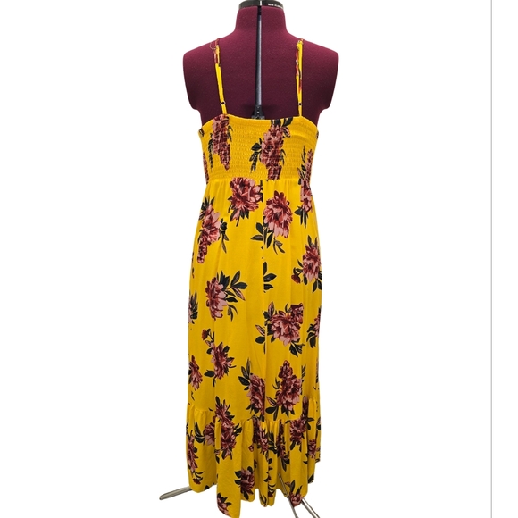 Pacific Vibes Floral Yellow Pink Hi-Lo Maxi Dress Size L Boho Feminine Beachy - Picture 2 of 13